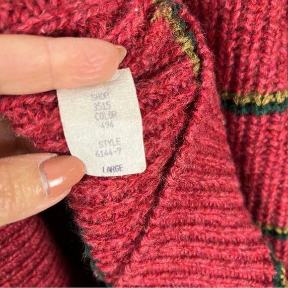 Vintage Men’s Lake Harmony Rowing Club Wool Blend Sweater | Cranberry Stripe | L - Picture 11 of 11